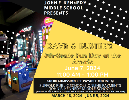  8th Grade Fun Day at the Arcade: Dave & Busters 